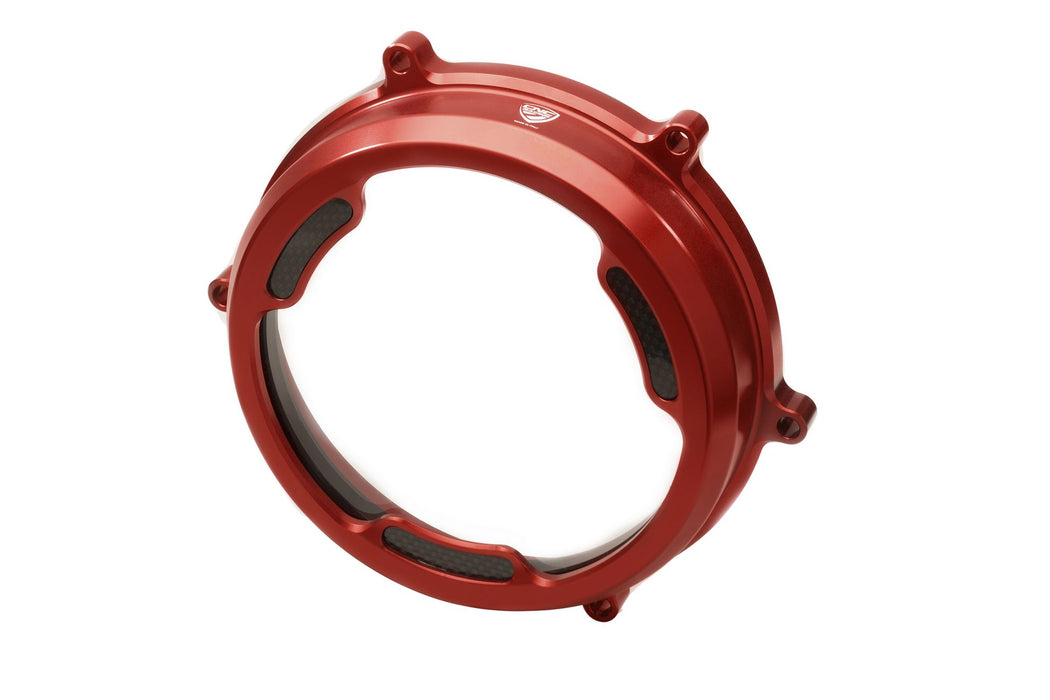 Clear oil bath clutch cover with carbon fiber inlay for Ducati Panigale