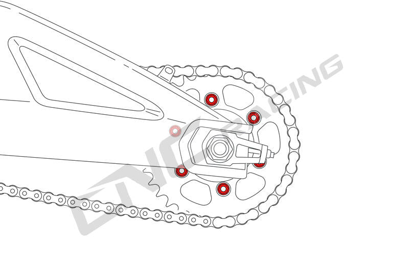 Nuts sets rear sprocket flange Ducati M10x1.0