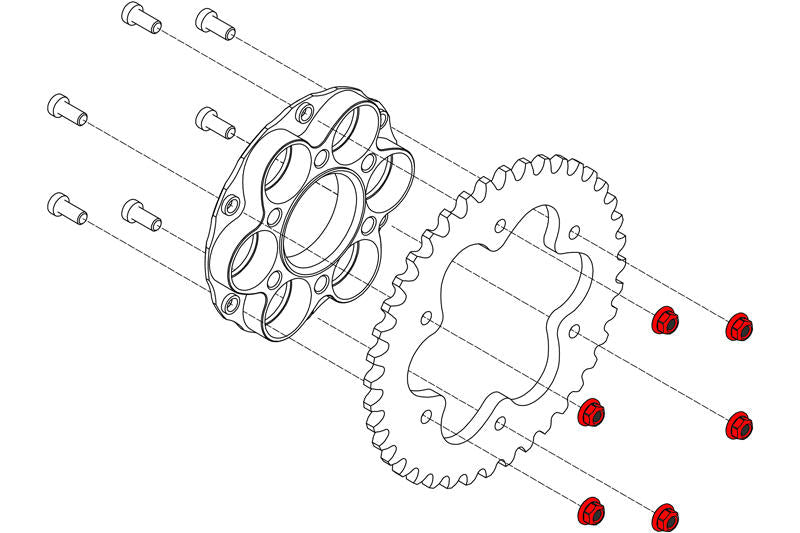 Nuts ring gear Ducati M8x1.25