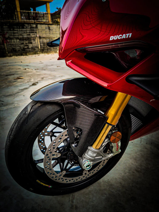 DUCATI PANIGALE V4 2018+ CARBON FIBER FRONT FENDER HUGGER MUDGUARD